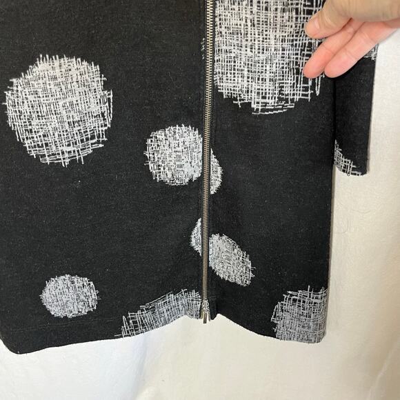 Chalet Black with Gray Dots Shift Mini Dress Front Pocket Size Medium - Picture 3 of 8